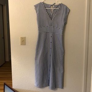 Blue and white striped dress